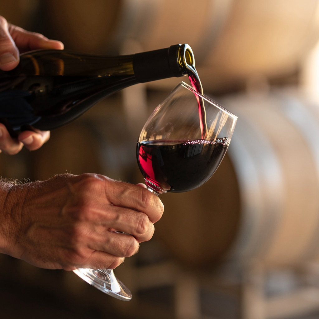 Barnwood Vineyards wine production showcasing premium Cabernet Sauvignon aging in oak barrels in Cuyama Valley